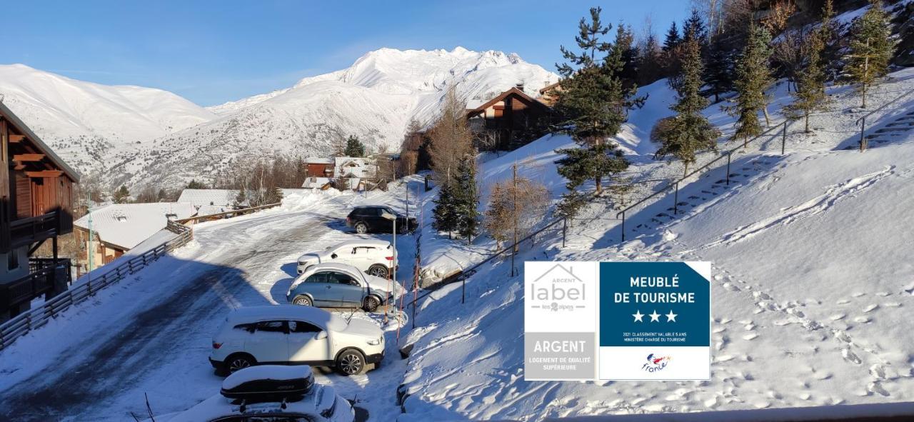 T2 Meublé Tourisme 3 étoiles TOUT CONFORT linge de lit-serviettes-ménage-parking privé avec superbe vue et au pied des pistes Les Deux Alpes Exterior foto